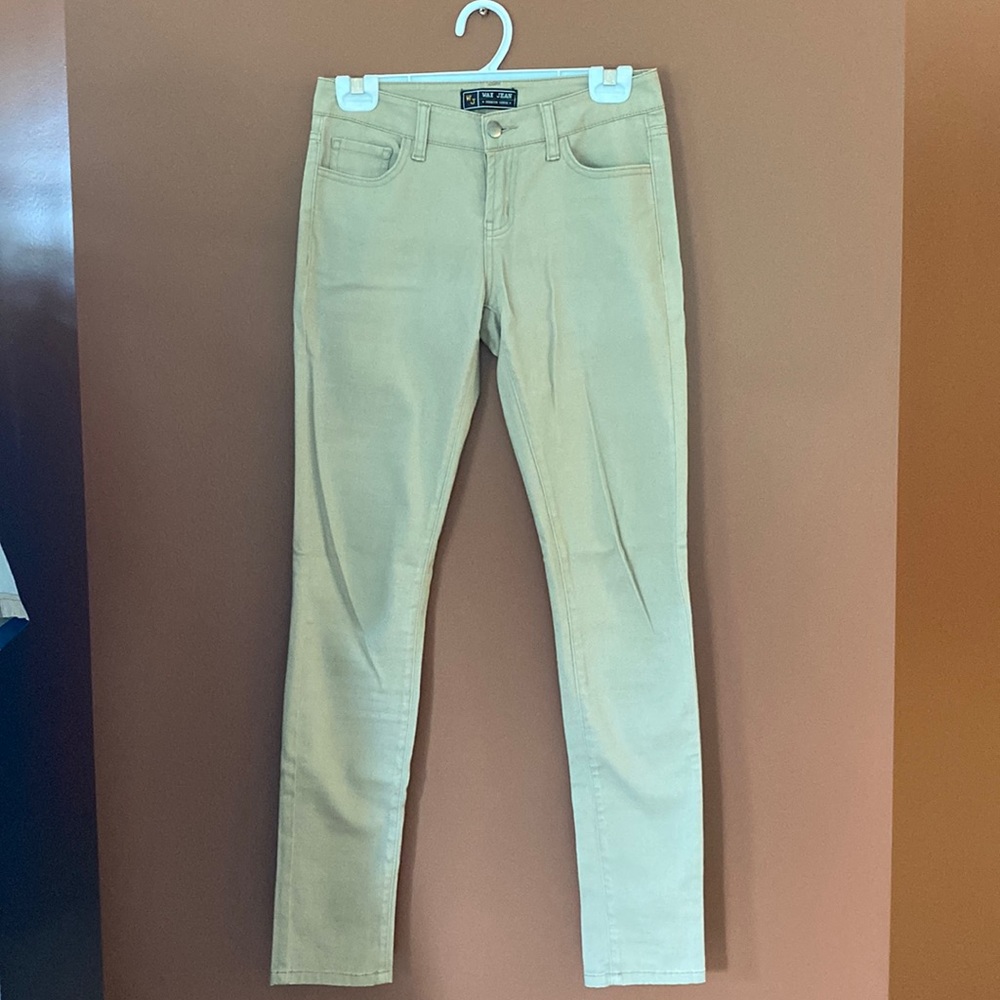 Wax Jean premium denim in size 2/3 designed in the USA. Khaki in color.